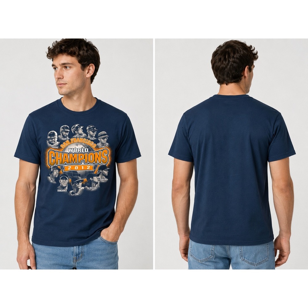 Gildan San Francisco Giants 2012 World Champions T-Shirt Mens‎ Large Navy Blue